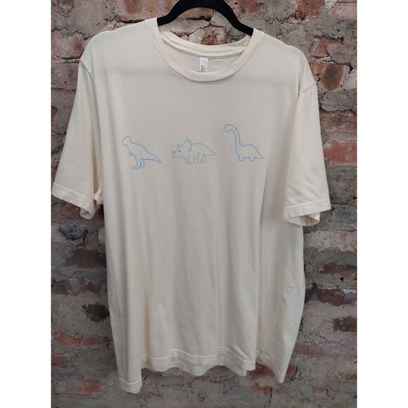 Bella + Canvas Other - Bella Canvas Mens Dinosaur Graphic T-Shirt Size 2XL Cream Short Sleeve